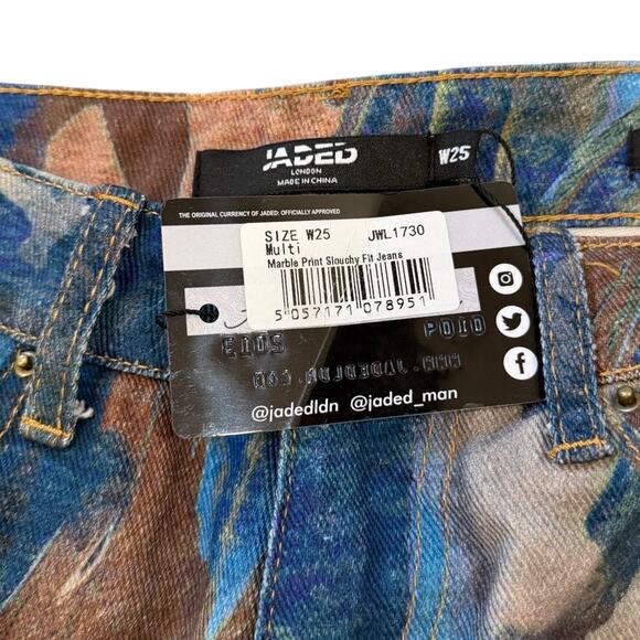 NWT Jaded London Marble Print Slouchy Fit Jeans - Picture 5 of 7